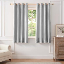 Velvet Curtains 63 inch Length for Living Room Modern Light Grey Window Drapes Darkening Grommet Curtains for Bedroom 2 Panels