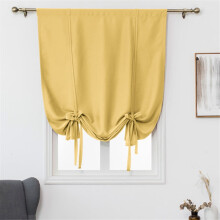 Clearance! Adjustable Balloon Roman Curtains for Small Windows – Darkening, Rod Pocket, Yellow – Compatible with Bathroom, Kitchen, Living Room