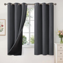 Insulated 100% Blackout Curtains, 42x63", 2 Panels, Dark Grey, Grommet, Thermal Winter Drapes, Energy Saving – Compatible with Standard Rods