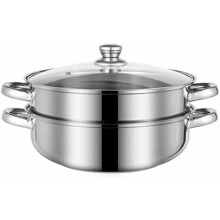 5.0-Qt Stainless Steel 2-Tier Steamer Pot with Lid, Compatible with All Stovetops