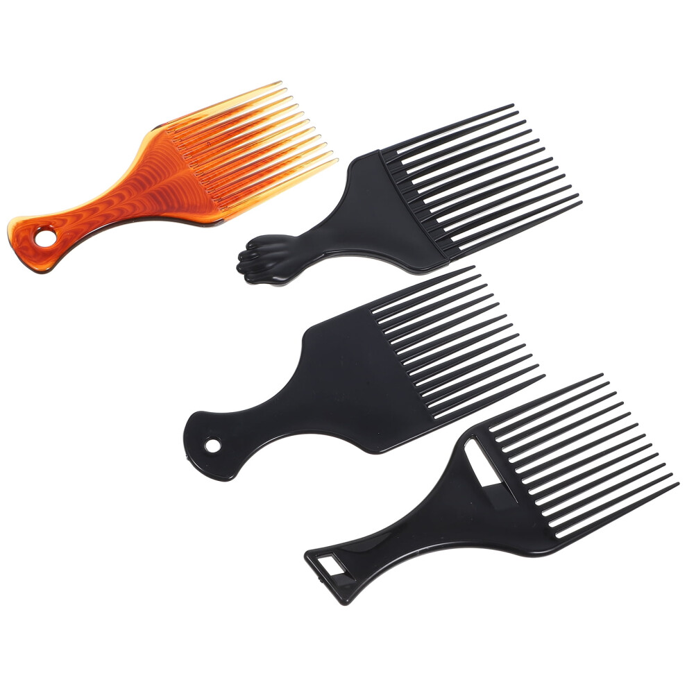 4Pcs Hair Afro Comb for Curly Hair Portable Hairdressing Tool Barbershop Plastic Comb
