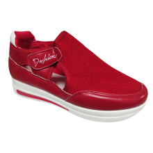 Ediodpoh Mesh Size Hook Casual Flat Heel Shoes Comfortable Breathable Loop Large Women Sports Shoes for Women Red 37