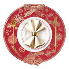Runde Weihnachts-Tischsets, 4er-Set, rot, 15 Zoll