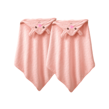 AUQ Hooded Baby Towels,31"31" Cloud-Like Coral Fleece Kids Bath Towels,Windproof Triangular Hood Body Towel Wrap,Light Pink