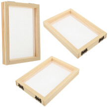 3-Piece Paper Making Mold and Deckle Set with Wood Frame, Assorted Colors for Crafts and Art Projects
