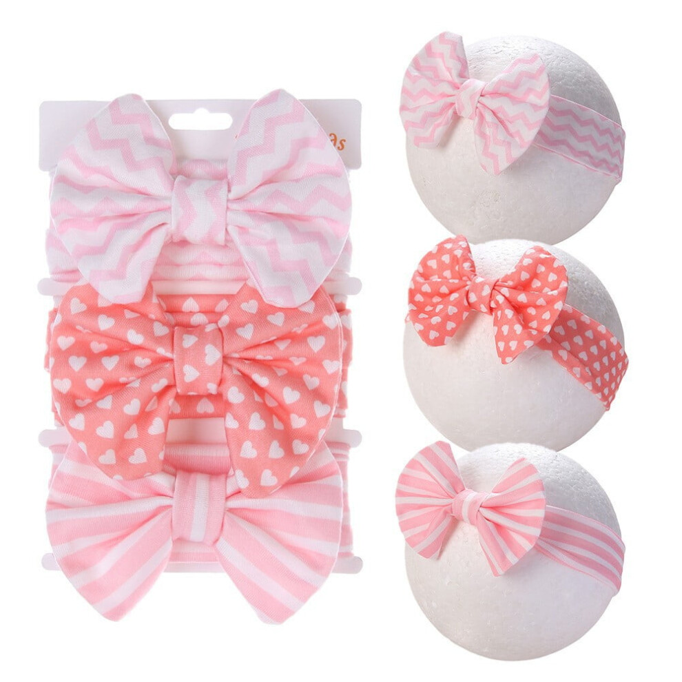 3PCS Hair Bows for Girls Toddler Baby,Handmade Flower Print Embroider Big Bows Hair Accessorioes Gifts for School Kids