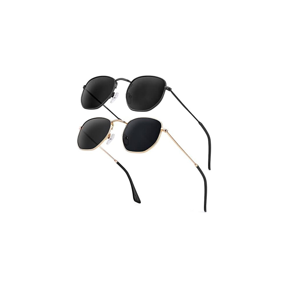 Polarized Square Sunglasses UV Protection Metal Frame