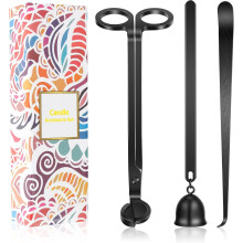 3 in 1 Candle Accessory Set, Candle Wick Trimmer, Wick Dipper, Candle Snuffer Extinguisher, Candle Care Kit with Gift Package for Candle Lover(Black)