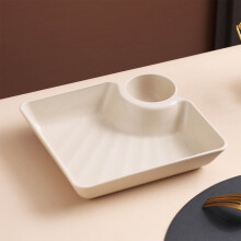 Salad Serving Plate With Saucer, Compartment Plastic Sushi Plate, Divided Sauce Trays Serving Dish for Dumplings, Dessert, Noodles, Fries