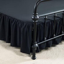 Bed Skirt Full Size Ruffled Bed Skirt with Split Corners, 14 Inch Drop Dust Ruffle Bed Skirts with Platform, Black