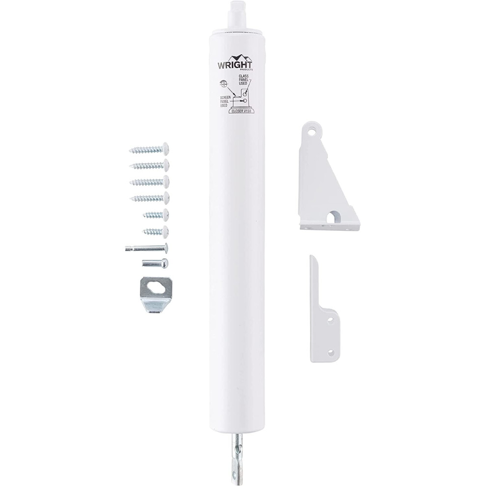Heavy-Duty Pneumatic Storm Door Closer Â Durable, Adjustable, Quiet-Closing With Hold-Open Feature (Transitional, White) 9557311902659