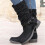 Women's Winter Suede Mid-Calf Boots Black Size9 1
