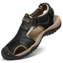 Men's Leather Sandals Black Size 13 (46)