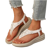 Sandálias femininas, sandálias para mulheres, sapatos baixos elegantes de verão estilo boêmio para mulheres, sandálias confortáveis com tira no