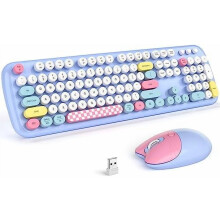 Wireless Keyboard and Mouse Combo, 2.4G Retro Typewriter Keyboard with Number Pad and Cute Ambidextrous Wireless Mouse for Computer Laptop