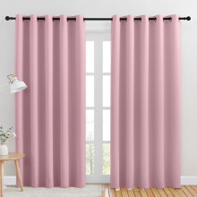 Room Darkening Draperies Window Curtain Panels, Rouge Pink, 2 Panels, W60 x L84 -inch, Thermal Insulated Grommet Room Darkening Curtains for Bedroom