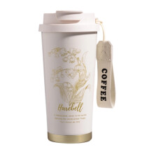 Mug de voyage isotherme en acier inoxydable avec paille, 500 ml, réutilisable, motif floral personnalisé, idéal pour s'hydrater en déplacement.