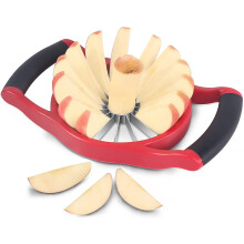 Coupe-pomme Klzo, éplucheur de fruits et légumes robuste à 16 tranches, compatible avec pommes, pommes de terre et oignons – Rouge
