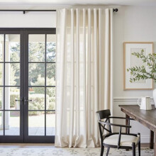 Beige Linen Blend Curtain 84W x 96L, Floor-to-Ceiling Farmhouse Drape with Rod Pocket & Back Tab (Ecru), Compatible with Standard Rods