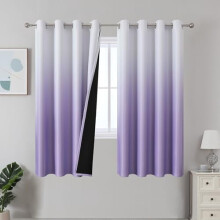 Lilac & Grey Ombre Blackout Curtains 52x63", Thermal Insulated, Grommet Top, 2 Panels – Compatible with Standard Rods
