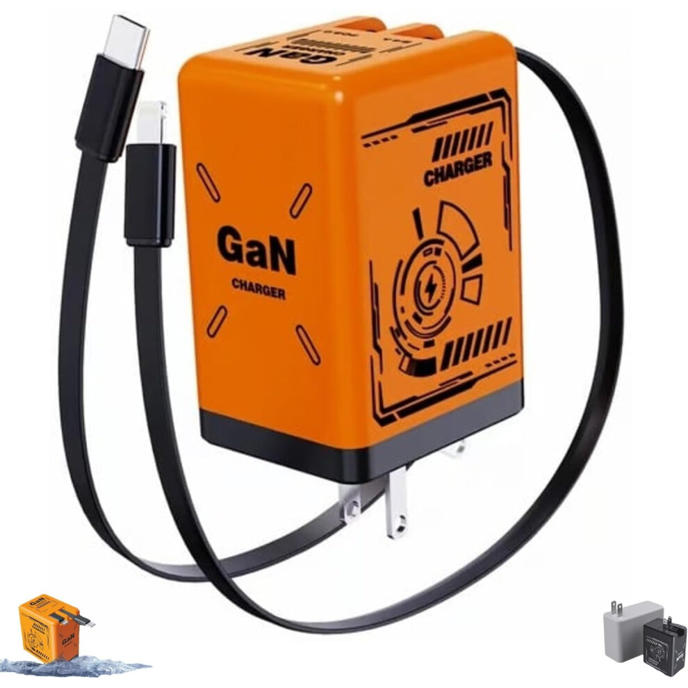 2-In-1 Gan 120W Fast Charger With Retractable 3-In-1 Cable Â Compatible With Macbook, Ipad, Iphone 16/15/14, Android 9149926269038