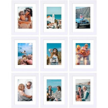 White Engineered Wood Picture Frames 6x8 Set of 9