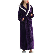 Accappatoio lungo da donna in pile, caldo e confortevole - Morbido accappatoio invernale in flanella - Camicia da notte accogliente e comoda -