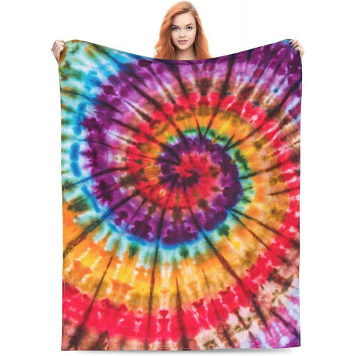 Κουβέρτα κρεβατιού Tie Dye από πολύχρωμη φανέλα με ουράνιο τόξο, ελαφριά, άνετη,