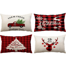 Housses de coussin de Noël en lin, lot de 4, 30 x 50 cm