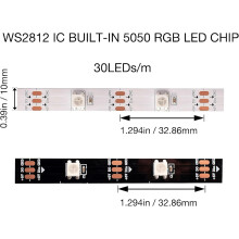 Bande LED JINYUN WS2812B, 5 V CC, 30 LED/m, 150 LED au total, 5 m (16,4 pi), RGB adressable individuellement, SMD5050, circuit imprimé blanc, non