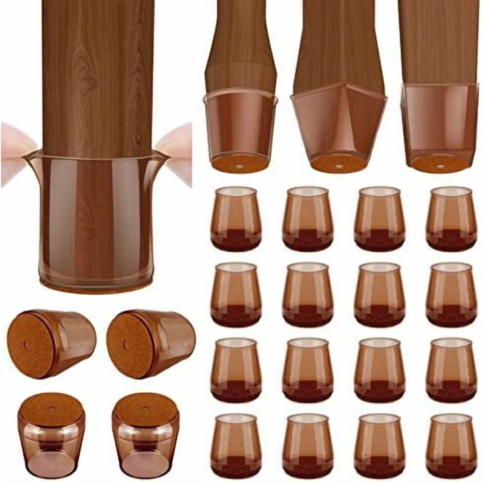 16 Pack Silicone Chair Leg Floor Protectors, Stool Leg Protectors Cap, Non-Slip Chair Leg Caps For Hardwood Floors (Brown & Small, 16 Pack) 9149926271253