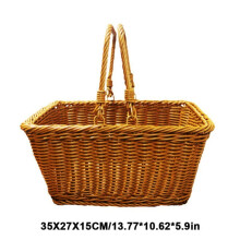 Outdoor Picnic Storage Container With Handle Lightweight Imitation Rattan Storage Basket Garden Hand-woven Picking Baskets