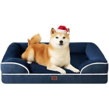 Cama ortopédica para perros grandes: espuma viscoelástica impermeable, base antideslizante, espuma con diseño de caja de huevos, funda lavable,