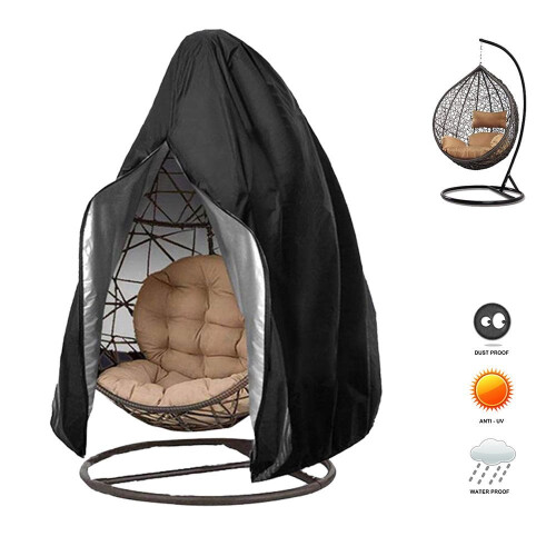 Capa impermeável para cadeira suspensa tipo ovo, 75x45 polegadas, com zíper e cordão, ideal para áreas externas. 1