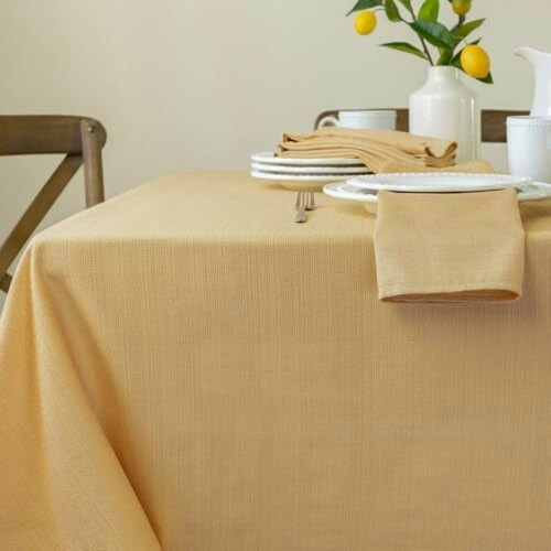 Sunshine Yellow Damask Tablecloth 52 x 70 in 2