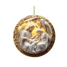 Acrylic Nativity Scene Christmas Ornament, 8cm 2D Hanging Decoration for Home Decor, Religious Themed Gift for Christmas Celebrations