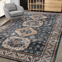 Small Bedroom Rug 3x5 Vintage Rug Indoor Non-Slip Stain Resistant Floor Carpet Washable Boho Accent Rug for Living Room Nursery Kitchen, Dark Grey