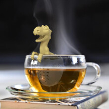Infuseur à thé en silicone Opvise Hatched Dinosaur, filtre à feuilles, diffuseur, outil pour boissons jaune