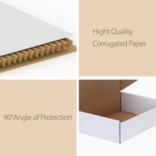 Pacote com 10 caixas de envio pequenas de 7x5x2 polegadas (17,8 x 12,7 x 5 cm), caixa de papelão ondulado branco para embalagem, envio postal e uso 1