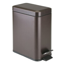Petite poubelle à pédale en métal de 5 litres avec sac amovible et poignée – Bronze, compatible avec salle de bain/cuisine/bureau