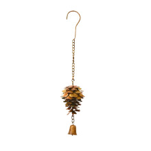 Carillon éolien en fer forgé en forme de pomme de pin, décoration de Noël, ornement suspendu d'intérieur et d'extérieur, finition bronze,