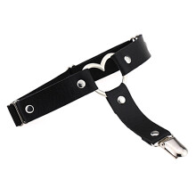 HEVIRGO Punk Garter Solid Color Free Adjustment Faux Leather Heart Shape Leg Garter for Club,Black