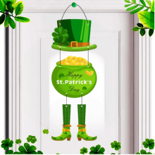 Décoration de porte trèfle pour la Saint-Patrick – Ornement porte-bonheur irlandais à suspendre pour la porte d'entrée et la décoration