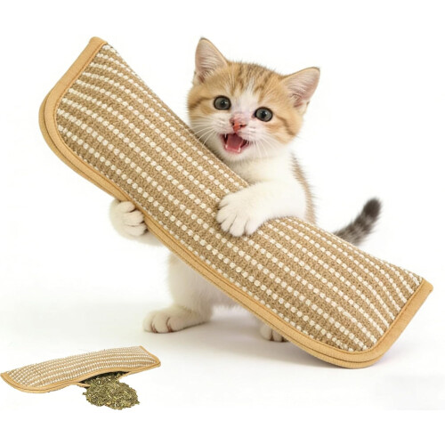 Διαδραστικό παιχνίδι μάσημα Catnip – Μαξιλάρι Kicker 13,4" με Catnip 6000mg, Σιζάλ & Λούτρινο,
