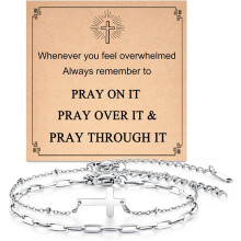 Pulseira Cruz Prateada para Mulheres, Presentes Cristãos para Mulheres, Pulseira Delicada para Presente Religioso