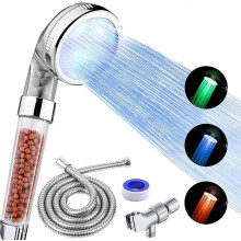 LED Shower Head with Handheld, High Pressure, 3-Temp Filtered & Water-Saving, Compatible with Standard Fixtures