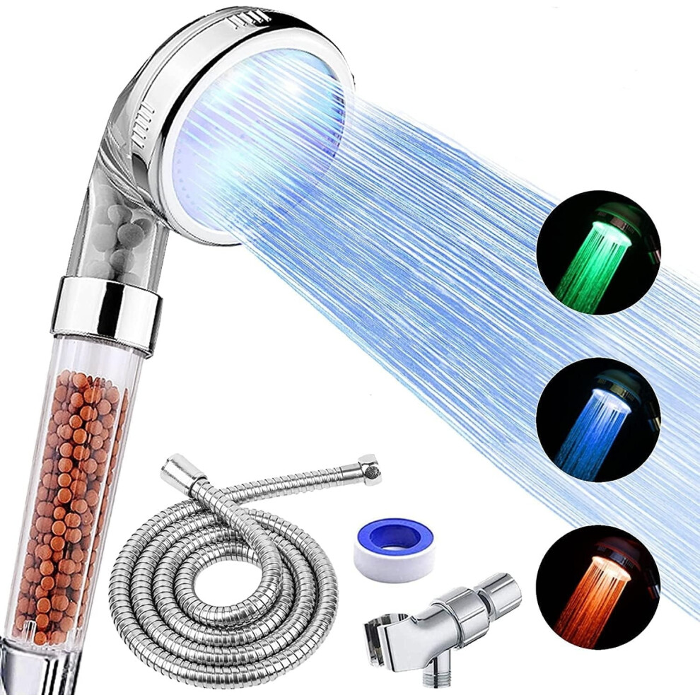 Led Shower Head With Handheld, High Pressure, 3-Temp Filtered & Water-Saving, Compatible With Standard Fixtures 9313598999740