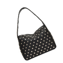 Met studs versierde PU-onderarmtas/schoudertas in retro punkstijl uit de jaren 90, kleine handtas met rits voor dames, modieuze streetwear