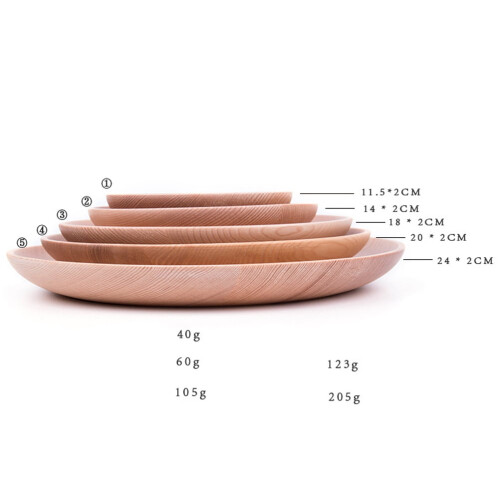 Pratos de jantar de madeira – Grão natural, 5 tamanhos 1