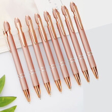 Bolígrafo de oro rosa con punta de lápiz táctil de 1,0 mm para escritura suave. Bolígrafos metálicos con lápiz táctil para tabletas, pantallas